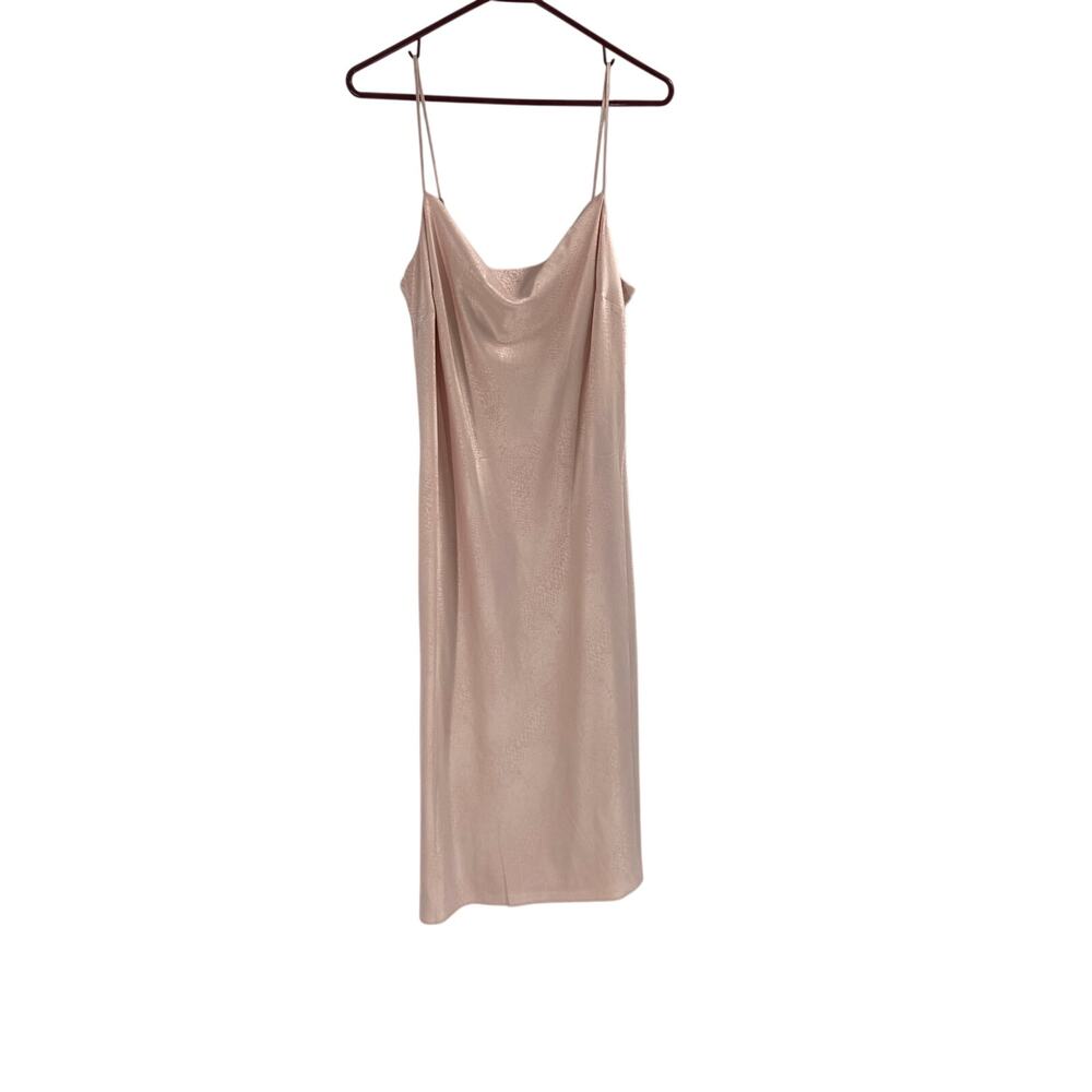 Express Satin Light Pink Reptiles Embossed Slip Dress MIDI Women’s Medium NEW - Picture 2 of 11